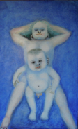 Mädchen und kleiner Junge 3 - 59 x 97 cm